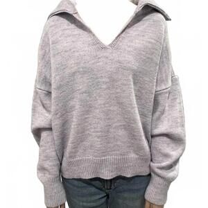 Topshop, Women's Light Lavender Knit Sweater with Collar, Size 4-6